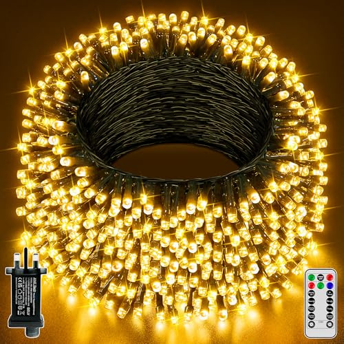 Hopexy Fairy Lights Outdoor, 30m 300 LEDs Waterproof Fairy Lights Plug in, Warm White String Lights Mains Powered/Remote/8 Modes/Timer/Indoor/Outside Lights for Garden Party Decorations
