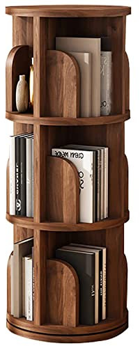 360 Grad drehbares Bücherregal aus Holz für Wohnzimmer, Schlafzimmer und Arbeitszimmer, rund, bodenstehend, Eck-Bücherregal für Kinder und Erwachsene