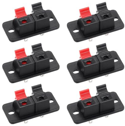 sourcing map 2 Way Spring Speaker Terminal Clip Push Release Connector Audio Cable Terminals Strip Block WP2-204 6Pcs