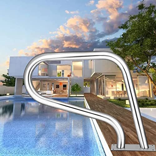 30 in Swimming Pool Stair Rail,Silver 304 Stainless Steel Rustproof Pool Safety Handrails，Easy Mount Hand Grab Rail