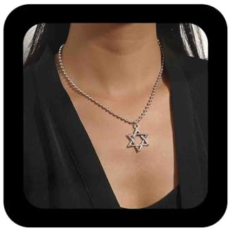 Enautoabs Collana Minimalista In Argento Placcato Stella Di David Collana Con Ciondolo A Stella Esagramma Dainty Stars Ball Chain Necklace Gioielli Per Le Donne
