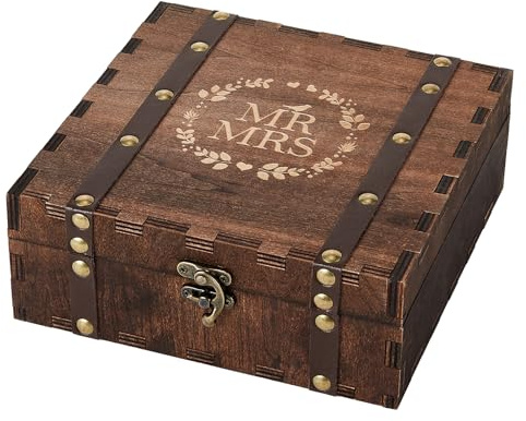 AW BRIDAL Hochzeitsgeschenke für Brautpaar, Mr und Mrs Erinnerungsbox Hochzeit, Geldgeschenke zur Hochzeit, Hochzeitsgeschenk Holzbox mit Deckel, Verlobungsgeschenk paare Geschenk