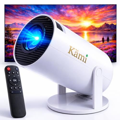 Kämi Mini Vidéoprojecteur 4K 1080P | Modèle Portable WiFi Bluetooth | Projecteur vidéo HD Android 13 | Rétroprojecteur Maison | Système Home Cinéma Compact Haute Qualité