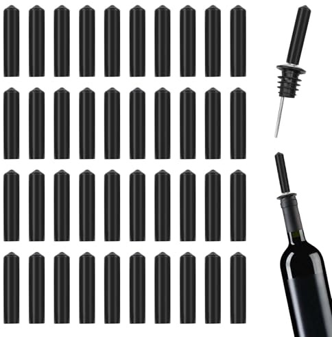 40 Pcs Liquor Pourers Dust Cover, Black 2.16inch Speed Pourer Caps, Pourer Cap Rubber Bottle Dust Covers, Dustproof for Spirits, Wine, Oil, Vinegar Bottles and Pourers in Bars, Kitchens