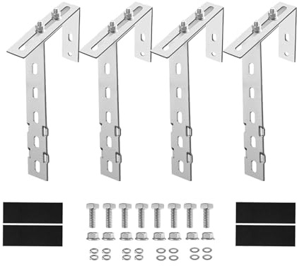 Solarhalterungen Verstellbare Solarhalterungen für Balkone Solarstromstation-Halterung Solarpanel-Aufhänger Quadratische Photovoltaik-Halterung für Solarpanels (4er-Pack)