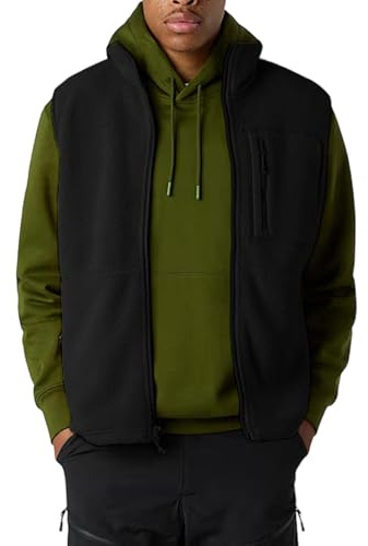 Chaleco de forro polar para hombre, chaleco de exterior sin mangas, chaleco de peluche con cremallera, chaleco informal con bolsillo en el pecho, chaqueta ligera, forro polar