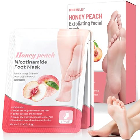 3 Pares Máscaras Hidratantes de Pies,Foot Peel Mask,Mascarilla Pies el Cuidado de los Pie Melocotón,Reparar el Talón Agrietado,Pedicura para Pie para Mujeres y Hombres