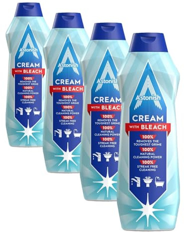 Astonish Multi-Purpose Cream Cleaner with Bleach, 500ml (Pack of 4)