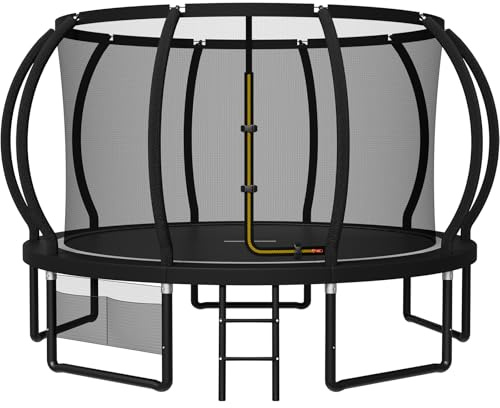 JUMMICO Trampolin Outdoor Ø 228/305/366/427/488 cm mit Schutznetz und Leiter, GS-geprüftes Freizeit-Trampolin für Kinder und Erwachsene, Rahmen mit Rostschutzbeschichtung, Belastbarkeit 150kg