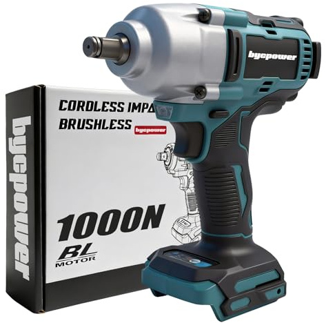 bycpower Akku Schlagschrauber 1000Nm | Kompatibel mit Makita 18V Akku, 1/2 Zoll Außenvierkant für LKW & Reifenwechsel, Ohne Akku/Ladegerät