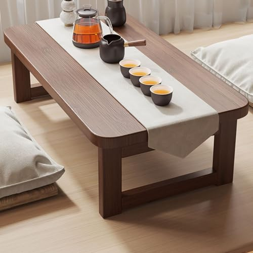 Fällbart burspråksbord – soffbord i massivt trä för hem, modernt lågt bord för säng och studier, söt valnötsdesign, platsbesparande 120 x 48 cm