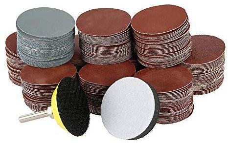 Anemoner 300PCS Sanding Discs Pads, 2 Hook and Loop Pads for Drill Grinder Rotary Tools with Sanding Pad and Shaft 80/180/240/320/400/600/800/1000/2000/3000 Grits No Hole