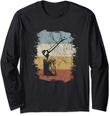 Ascia e blocco di taglio Retrò abbattimento legno Maglia a Manica