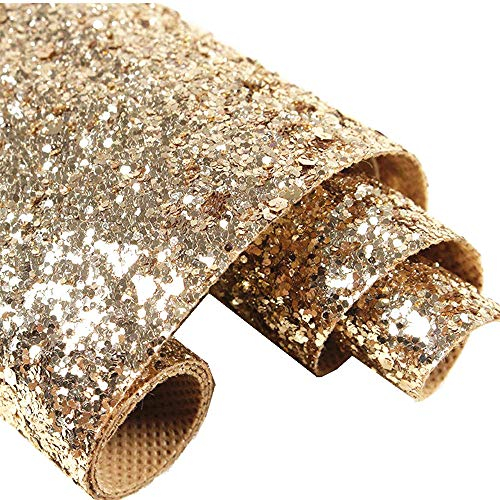 DHHOUSE Champagne Gold Chunky Glitter Wallpaper, Self Adhesive Glitter Wallpaper for Walls