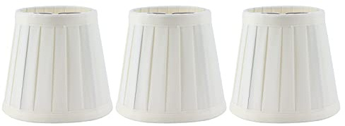 Pantalla de Lámpara Pequeña, Juego de 3 Pantallas de Tela con Clip para Lámpara de Mesa, Candelabro de Vela, 4.7x4.3x3.1in - Blanco