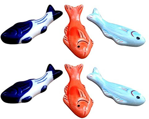 ASDNN Poggiabacchette in Stile Giapponese, Poggiabacchette Creativo da 6 Pezzi, Simpatica Forma di Carpa in Ceramica, Decorazione da Tavola per Posizionare Coltelli E Forchette