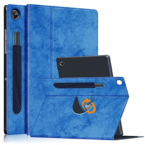 DINGGUAGUA Custodia per Samsung Galaxy Tab A8 10.5 pollici 2022 SM-X200/X205,Cover con Supporto Ruotabile a 360°e Auto Sveglia/Sonno, Blu scuro