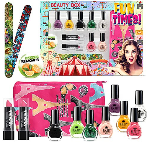 Beauty4Britain 14 pcs Cosmetics Set Beauty Box Fun Times Make Up Gift Box Nail Polish Lipstick