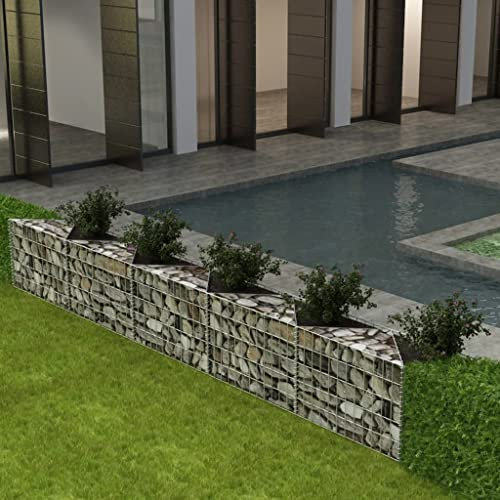 Gabione Hochbeet Steinkorb Pflanzkübel Drahtkorb Blumenbeet Blumenkasten, Gabionenkorb Pflanzgefäß Blumentopf Pflanzkasten aus Verzinktem Stahl, 300x30x50 cm