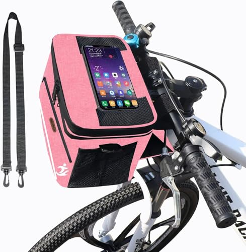 MKYRLX Sacoche Vélo 5L Imperméable – Sac Guidon avec Support Téléphone Étanche, Compartiment Isotherme pour Repas, Bandoulière Amovible, Idéal Cyclisme, Travail