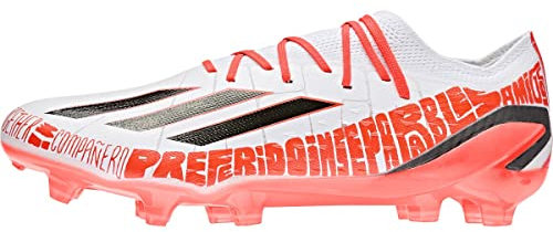 adidas Unisex-Adult Speedportal Messi.3 Firm Ground Soccer Shoes, White/Black/Solar Red, 7.5 UK