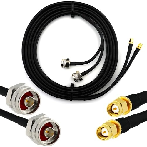 15m SMA auf N Stecker (Hex Kopf) Doppel-Koaxialkabel — HF-240 (LMR 240 Äquivalent) Twin Verlängerungskabel Antennenkabel — WiFi RF Antenne GSM LTE 4G 5G 6G Router Signalverstärker Lora Ham CB Funk