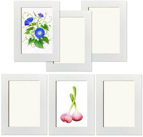 Set di 6 Cornici per Foto in Cartone Eco-Friendly da 17,8 x 12,7 cm | Cornici per Foto in Collage Bianco Crema | Supporto a Parete Rimovibile con Pellicola Adesiva per Pareti Liscie | Include