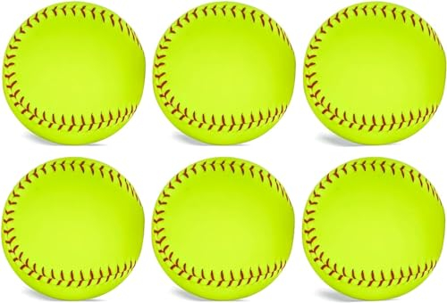 LeapBeast Softball Ball Anfänger, 12'' Sportübungs-Softbälle PU-Oberflächenkorkkern, Offizielle Größe und Gewicht des Softballs für Jugendtrainingspraxis (6STK)