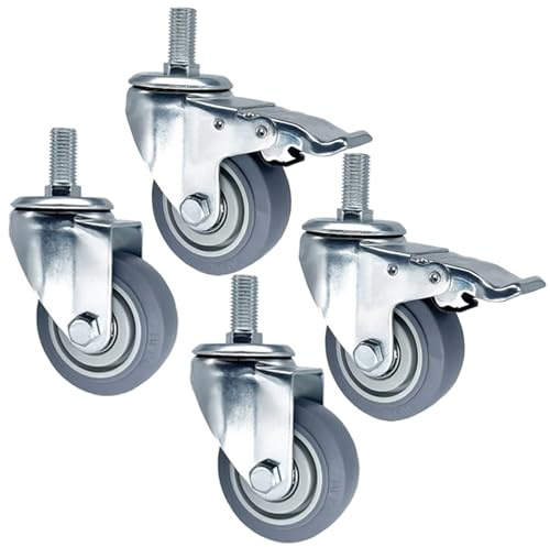 Lenkrollen Mit Gewinde Vorbau M14 M16 M20 × 30MM - Gummi Ersatz Rollen Ø 75 100 125mm Lenkrollen 2 Mit Bremsen, 2 Ohne Bremsen Rollen Für Möbel Für Küchenwagen, Werkbank, DIY