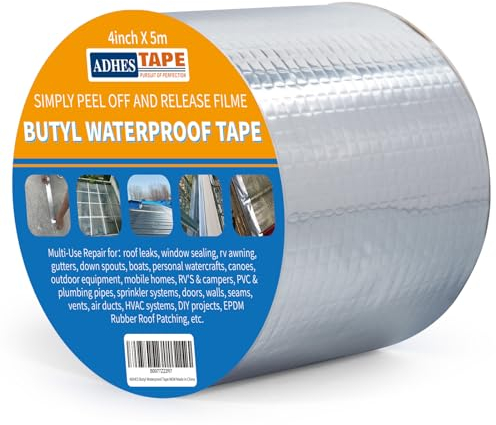 ADHES TAPE Ruban Butyle Ruban Épais de 47 mil Aluminium Haute Température Épais de 47 mil Ruban Adhésif Aluminium Haute Température Ruban de Réparation pour façades, toit, toit plat