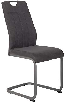 Hela Tische, Christina - Juego de 1 Silla Cantilever, tapizado Antracita Vintage, Estructura Cuadrada Gris, Respaldo con asa, soporta hasta 120 kg