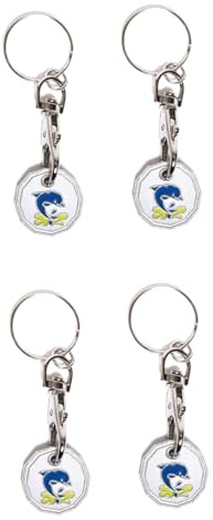 PACK OF 4 - Butterfly Shopping Trolley Coin Keyring Cat Trolley Coin Keychain Dolphain Supermarket Trolley Coin Keychain Edge Shaped