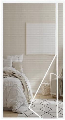 akgao Fibra de Vidrio Mosquitera Magnética 100x210cm Blanco | Apertura Lateral Cortina para Puerta Exterior, Duradera Mosquitera Ventana Magnética con Autocierre para Dormitorio Patio