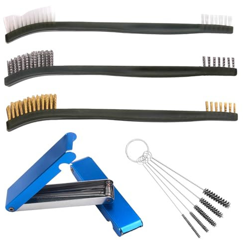 Yenblow Carburetor Cleaning Kit, Torch Tip Cleaner Brush Set, Throttle Body Dirt Remove Cleaner for Chainsaw Gas Orifices Welding Motorcycle ATV Carburetor Jet Stove Nozzles Shower Heads