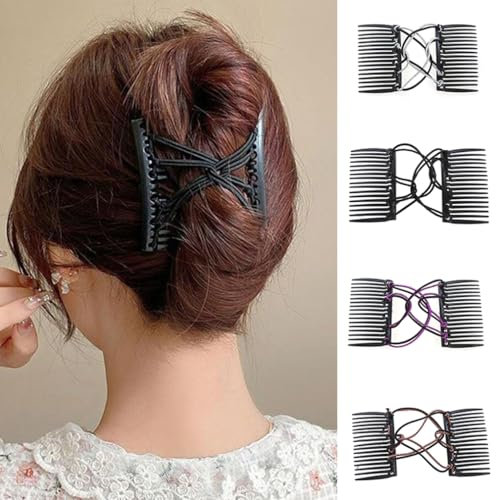 4 Stück Vintage Creative Magic Hair Comb, Vintage Kreativer Magische Haarkamm, Haar Steckkamm, Perlen Haarspange Haarkamm, Magic Beads, Doppel Haarklammer, Frauen Haarschmuck Haarstyling-Werkzeug