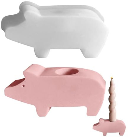 Silikonformen Gießformen Kerzenhalter,3D Silikonform Schwein Silikonform Kerzenhalter,Gießformen Silikon Gipsformen zum Gießen,Silikonform Kerzengießformen für Beton Kerzenständer Stabkerzenhalter
