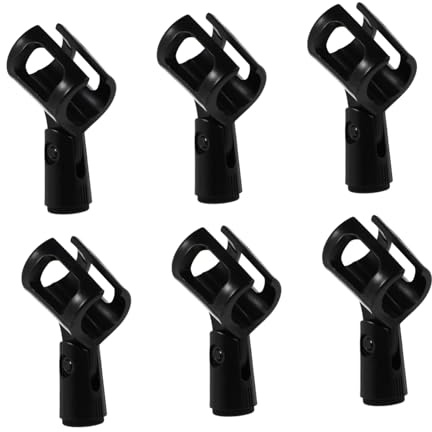 LALADEFIEE 6 Stück H-förmige Schwarze Mikrofonhalterungsclips aus Abs Robust und Freihändig Geeignet für Mikrofone von 2,5-3,8cm für Home Live und Öffentliche Auftritte