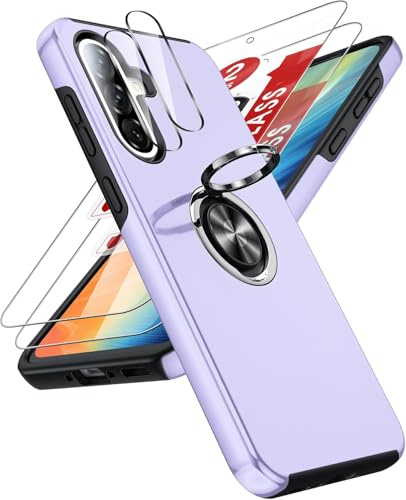 LeYi Cover per Samsung A56/A36 5G 256/128 GB con Rotante 360°, Viola | Custodia con 2 Vetro Temperato+Pellicola Fotocamera Magnetico Silicone Militare Antiurto per Samsung Galaxy A 56/A 36 5G