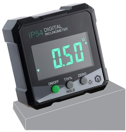 OBEST Digitaler Neigungsmesser LCD 4x90°, Digitaler Neigungsmesser 360°, Magnetischer Winkelmesser IP54 Wasserdicht, Hochpräzises Messwerkzeug für Zimmerei Bau Dekorateur