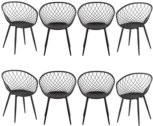 GOKHOMX Gartenstühle 8er Set, Gartensessel Terrassenstühle Balkonstühle mit Armlehnen Outdoor Sessel Kunststoffstühle mit Rückenlehne und Metallbeinen Terrassenmöbel Balkonmöbel Set