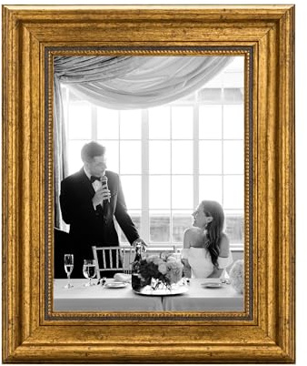 CABBEL Marco de fotos 18x24 cm oro – Marco vintage barroco con estilo antiguo para pósters, fotos y certificados – Con acrílico irrompible – Decorativo y elegante – Perfecto para salón