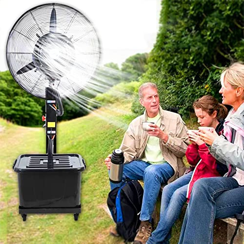 Ventilador nebulizador para Exteriores, oscilante de 90° con nebulizador, Ventilador de pie con 3 Modos de Viento y Tanque de Gran Capacidad de 9 galones, Ventilador de enfriamiento para Exterior