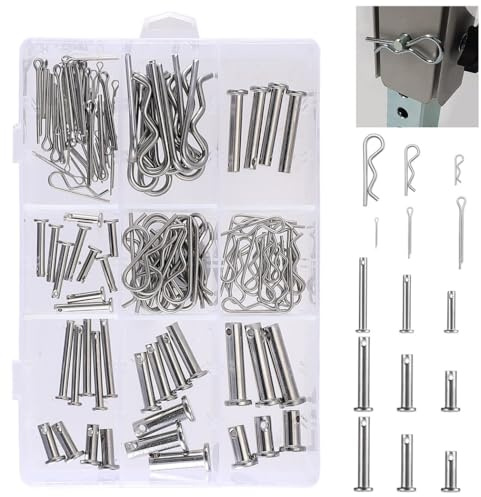 Gabelkopf- und Clip-Set aus Edelstahl, 122 Stück, sortiert, M6, M8, Gabelkopfstifte, M1,5, M2, M3, Splint-Clips, Befestigungsset mit Organizer-Box