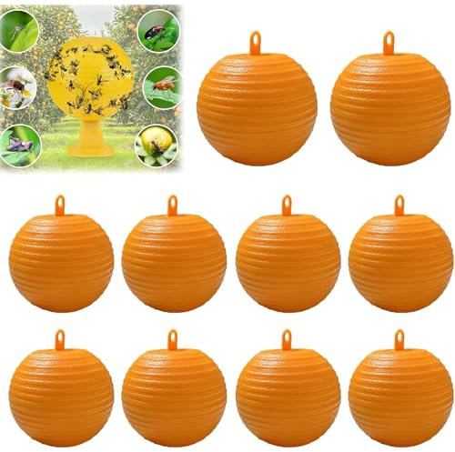 Trampa Moscas Fruta,Anti Moscas,Antimoscas,Atrapamoscas Colgante, Bola Adhesiva para Insectos, Atrapamoscas De La Fruta, Atrapamoscas para Exteriores, para Jardines Y Huertos (Naranja 10 Unidades)