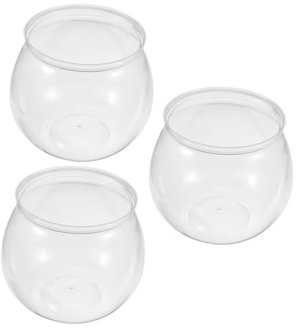 VILLFUL 3 Stück Kleines Transparentes Plastik Aquarium für Goldfische Bruchsicheres Design für Schreibtisch und Büro Vielseitig für Fische und Kleine Schildkröten