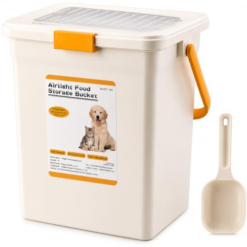 DUAS 17L / 23L Pet Food Storage Container – Airtight Plastic Bin with Flip Top Lid & Scoop – Dry Food Storage Box for Dog, Cat, Bird, Animal Feed – Locking System Pet Supplies Organizer (White, 23L)