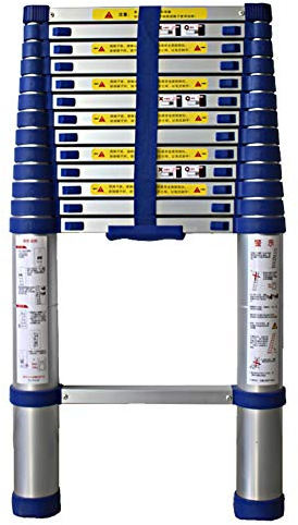 Multi Purpose Telescoping Extension Ladder 10.5ft Aluminum Indoor/Outdoor Ladder 330lbs Load Capacity Ideal for Home & Industrial Use Compact & Portable Blue
