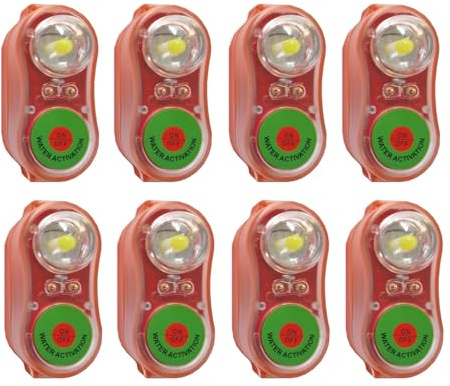 8 giubbotti di salvataggio, luci a LED, giubbotti di salvataggio lampeggianti per la sopravvivenza in acqua di emergenza