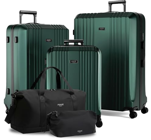 FERGÉ Polycarbonat 5-teilig Koffer Set 77cm, 67cm, Handgepäck Koffer mit Reisetasche Kombi, sehr robuste Reisekoffer mit 4 sanften Rollen & TSA Schloss, Reisekoffer