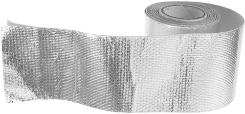 NUOBESTY Nastro Adesivo Termico Alta Temperatura 5m X 5cm Fibra Alluminio Resistente Calore per Tubi di Scarico e Cappe Cucina Fascette Acciaio Inox Set 6 Pezzi Isolamento Termico Auto